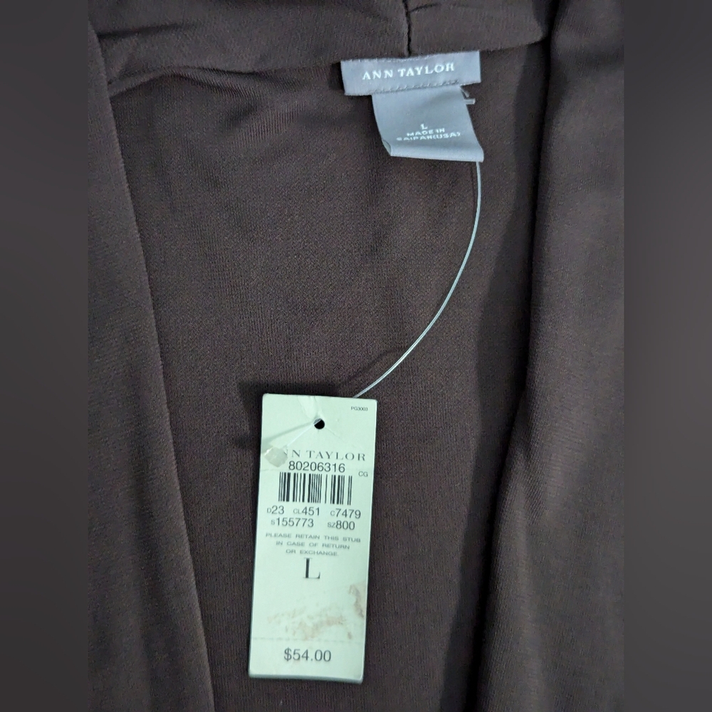 π NWT dark brown Ann Taylor open front shawl collar shrug cardigan - Picture 5 of 7